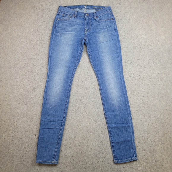 7 For All Mankind Gwenevere Skinny Jeans‎ Womens 27 Light Wash Blue Denim 28x30 - Picture 1 of 12
